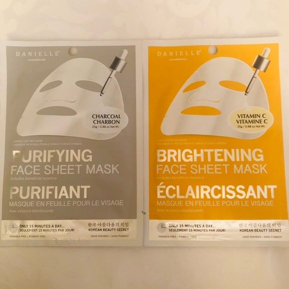 👀4/$25 Danielle Creations Brightening Face & Purifying Charcoal Sheet Face Masks - Picture 4 of 6